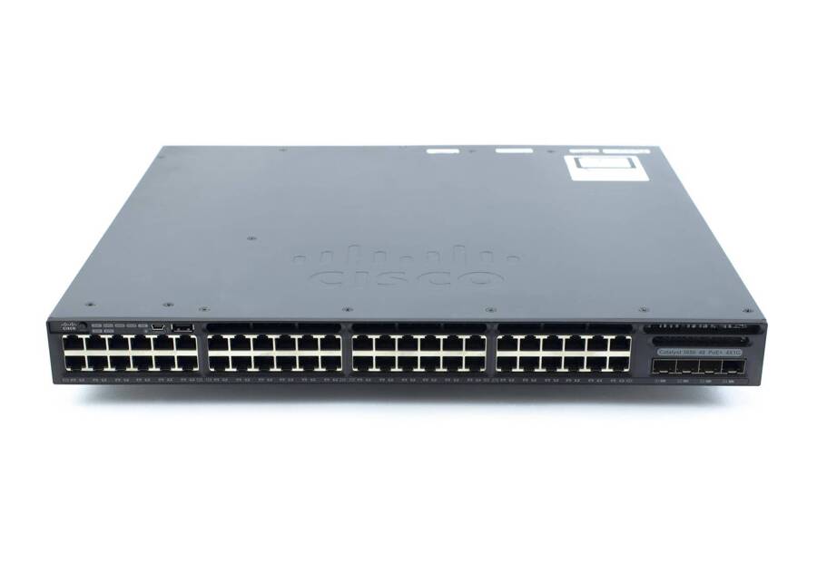 WS-C3650-48PS-S - 48x 1GE RJ45, PoE+ 390/780W, 4x1G SFP, 1x AC, opr. IP Base, L3, Cisco Catalyst 3650 Switch
