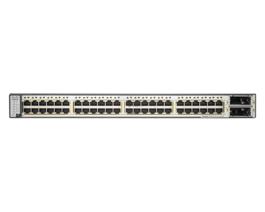 WS-C3750E-48PD-SF - 48x 1GE RJ45 PoE 802.3af 800W, 2x 10G X2, opr. IP Base, Stackowalny, Warstwa L3, Cisco Catalyst 3750-E Switch