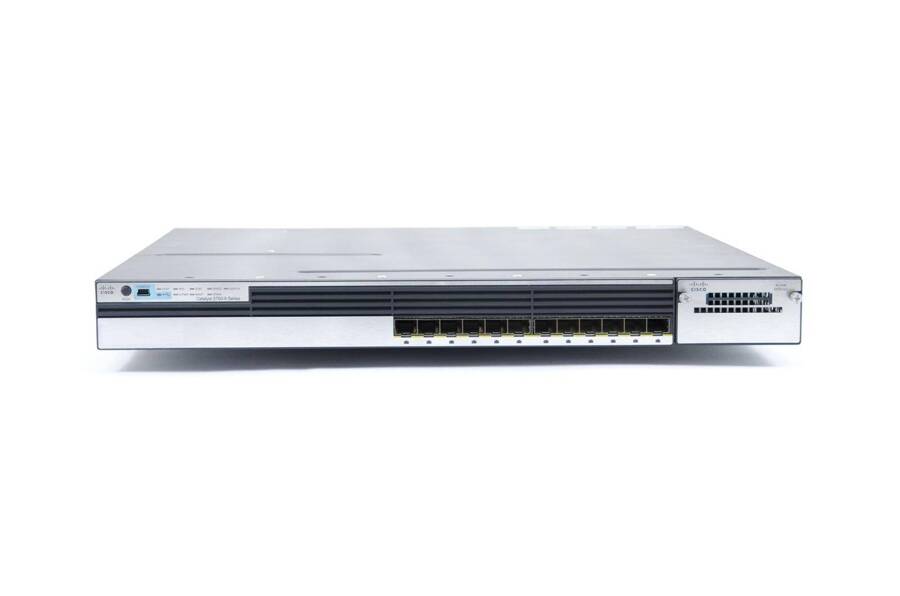WS-C3750X-12S-E - 12x 1G SFP, opr. IP Services, zasilacz 350W AC, Stack, Warstwa L3, Opcjonalny moduł Uplink 2x 10G SFP+, Cisco Catalyst 3750-X Switch