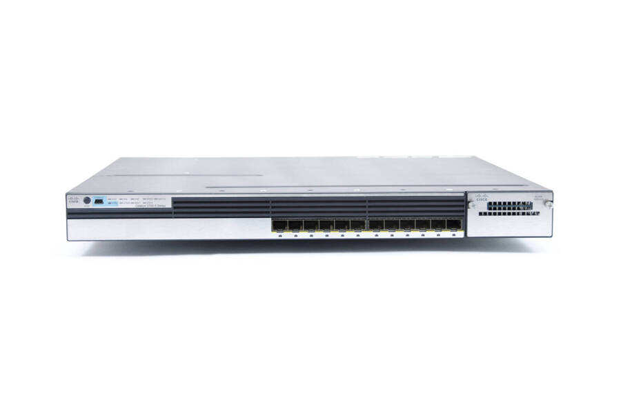 WS-C3750X-12S-S - 12x 1G SFP, opr. IP Base, zasilacz 350W AC, Stack, Warstwa L3, Opcjonalny moduł Uplink 2x 10G SFP+, Cisco Catalyst 3750-X Switch