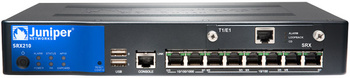 SRX210 Services Gateway з 2xGE + 6xFE порти, 1xMini-PIM слот, 1xExpressCard слот, та base memory (512МБ RAM, 1GB flash)