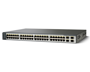 WS-C3750V2-48PS-S - 48x FE 10/100 RJ45, PoE 370W 802.3af, 4x 1G SFP, Stack, ПО IP Base, Cisco Catalyst 3750v2 Комутатор