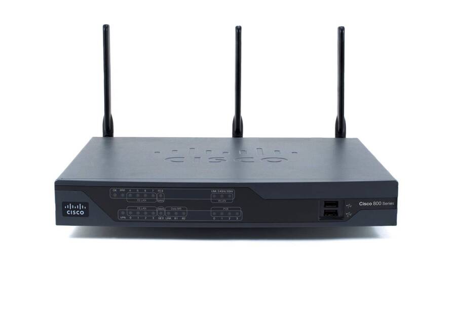 CISCO892FW-E-K9 - 1x GE SFP/RJ45, 9x 10/100 RJ45, WiFi4 802.11n WiFi 4, 2,4/5Ghz, ISDN BRI, ПО Security, Cisco 892 Роутер
