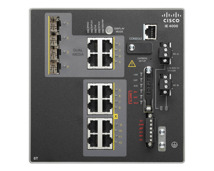 IE-4000-8T4G-E - 8 FE copper та 4 GE combo uplink порти Cisco IE4000 Комутатор