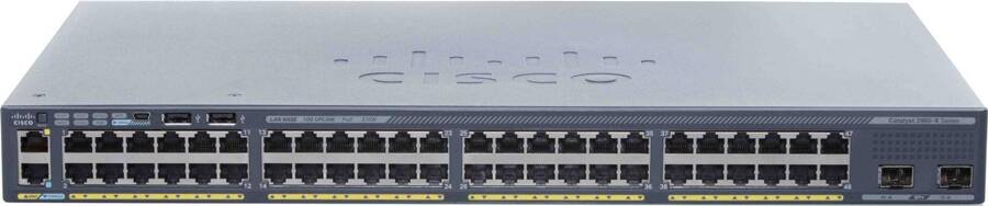 WS-C2960X-48LPD-L - 48x 1GE RJ45, uplink 2x 10G SFP+, ПО LAN Base, PoE+ 370W 802.3at, Cisco Catalyst 2960-X Комутатор